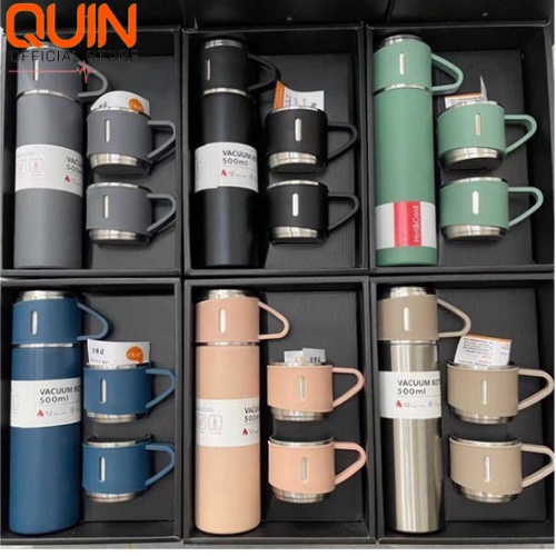 Bình Giữ Nhiệt Cao Cấp Kèm 2 Cốc Inox Có Quai