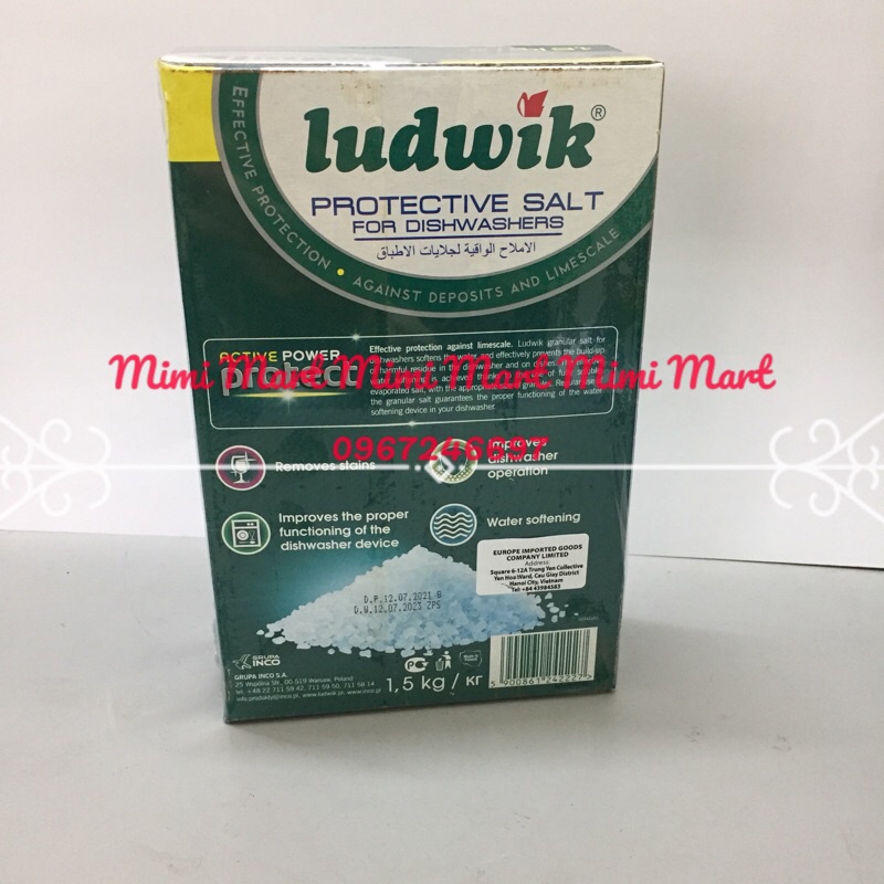 Muối làm mềm nước cho máy rửa bát ludwik 1,5kg