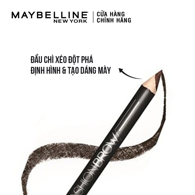 Chì Kẻ Mày 2 Đầu Với Đầu Chì Xéo Mềm Mịn 12H Maybelline New York Fashion Brow Shaping Pencil 1.5g ZKM