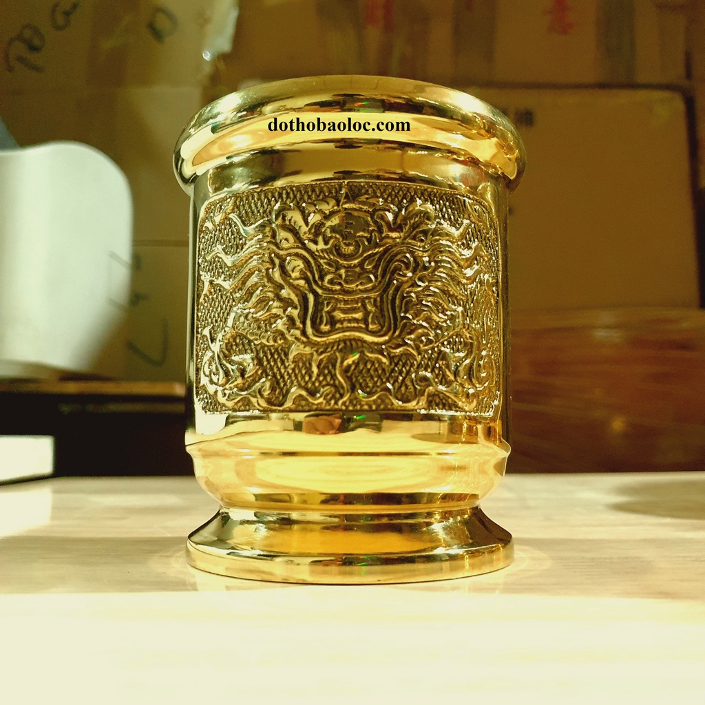 Lư hương thẳng rồng phù 3 số bằng đồng thương hiệu Thuận Phát