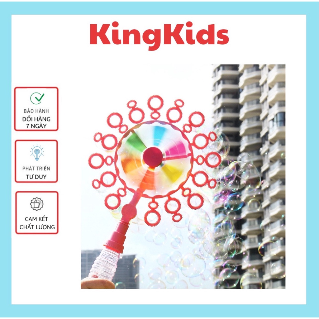 Đồ chơi vận động ngoài trời, chong chóng thổi bong bóng cho bé, máy bong bóng xà phòng KingKids