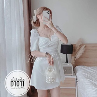 (Bigsize 60-90kg) Đầm cổ V chéo dây 3 màu ( video cận chất)
