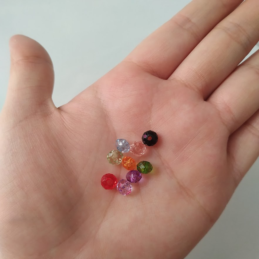 10-25-50gr hạt nhựa bánh cam 6mm màu trong - Nguyên liệu làm vòng, handmade