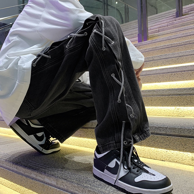 Quần jean ống rộng phong cách retro giản dị thời trang hip hop cho nam S-5XL