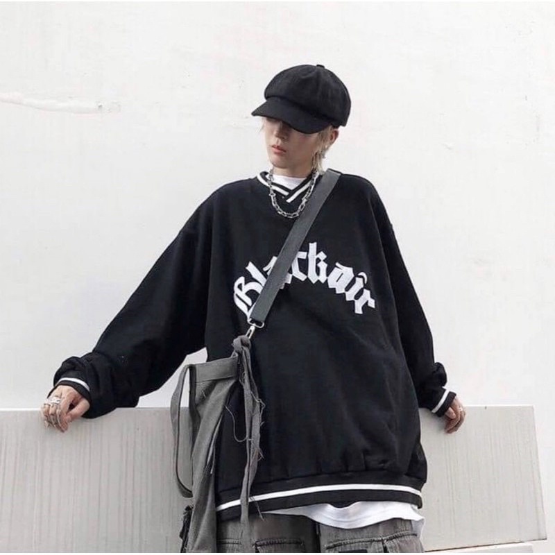 [CÓ ẢNH THẬT] Áo Nỉ Sweater Cổ Tim Black Chất Nỉ Ngoại Form Rộng Unisex Nam Nữ Ulzzang | BigBuy360 - bigbuy360.vn