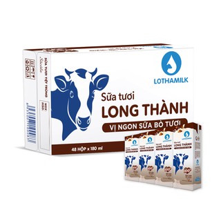 Sữa tươi tiệt trùng Lothamilk hương socola 180ml ( Thùng 48 hộp × 12 lốc )