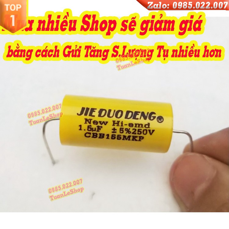 TỤ 1.5MF -TỤ PHÂN TẦN 1.5MF 250V VÀNG TRÒN - GIÁ 01 CÁI - TỤ LOA TREBLE