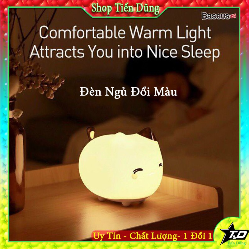 Đèn ngủ cảm biến đổi màu thông minh Baseus Cute Series Doggie Silicone Night Light 1100mAh re-Charge battery, Touch