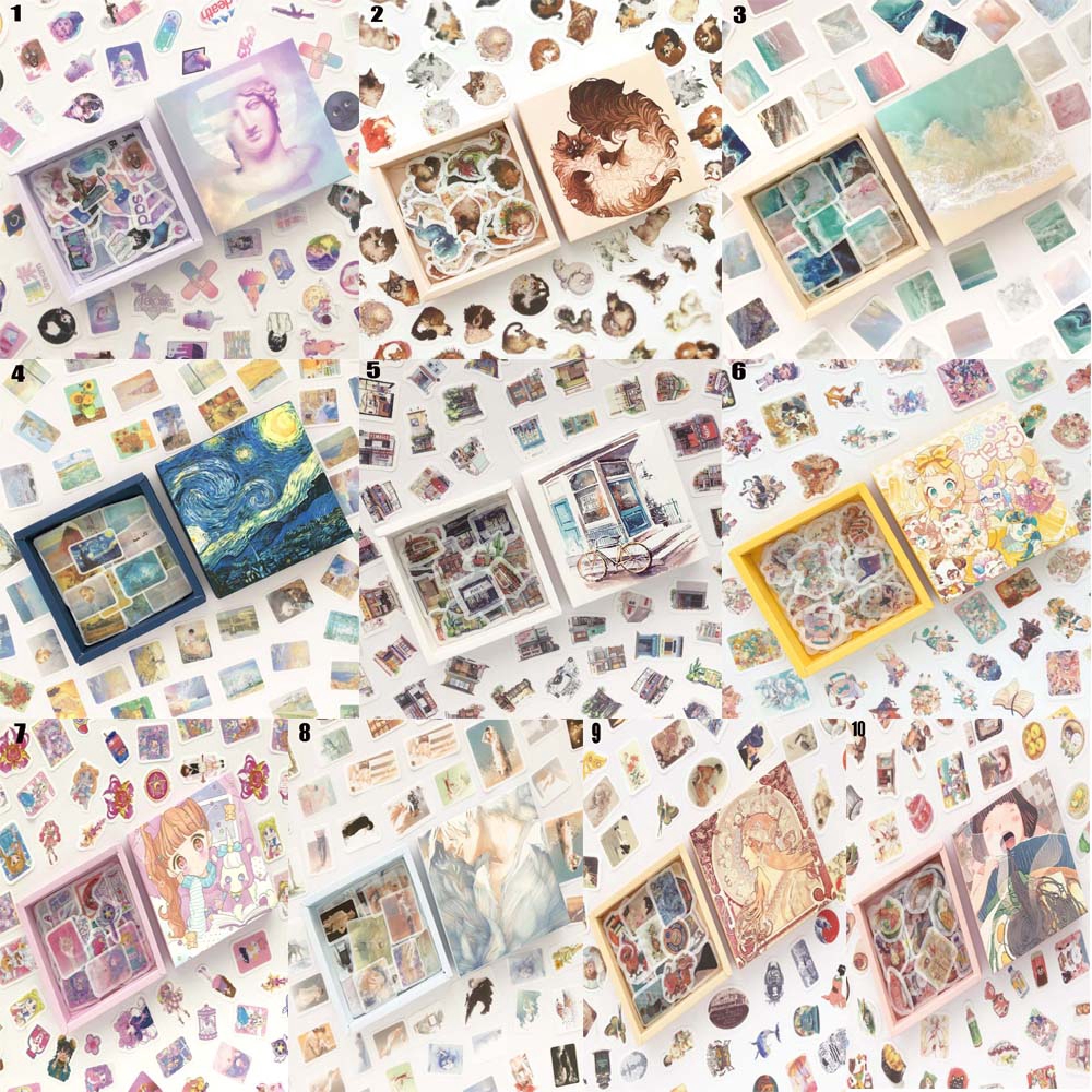 Hộp 200 Tờ Nhãn Dán Hoạt Hình Bằng Giấy Dễ Thương Trang Trí Tạp Chí / Sổ Lưu Niệm / Văn Phòng Phẩm / Đồ Dùng Học Tập DIY