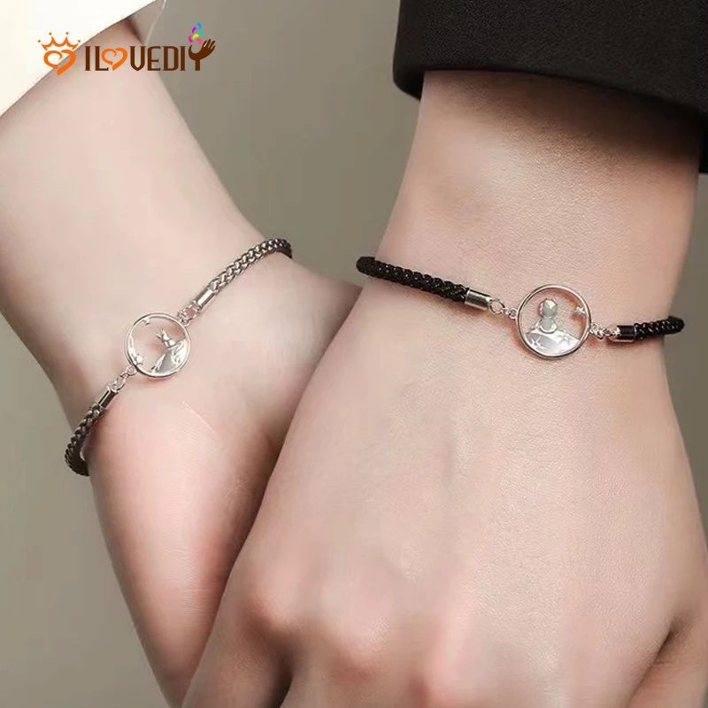 Vòng Tay Dây Bện Mặt Hình Chú Cáo Hoàng Tử Nhỏ Lãng Mạn Sáng Tạo Thời Trang Cho Nữ/Cặp Đôi