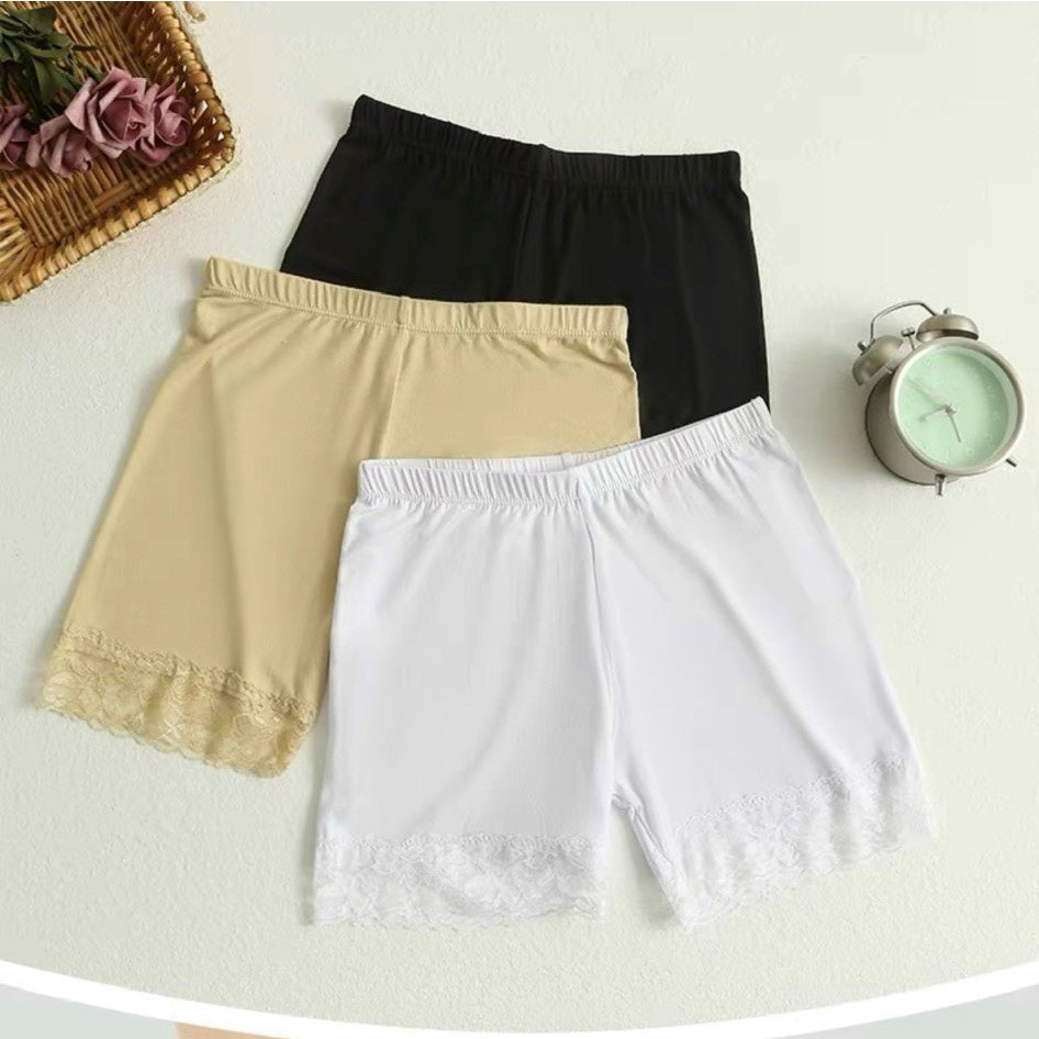 Quần bầu mặc trong váy chất cotton co giãn 4 chiều mát viền ren có đáp bụng