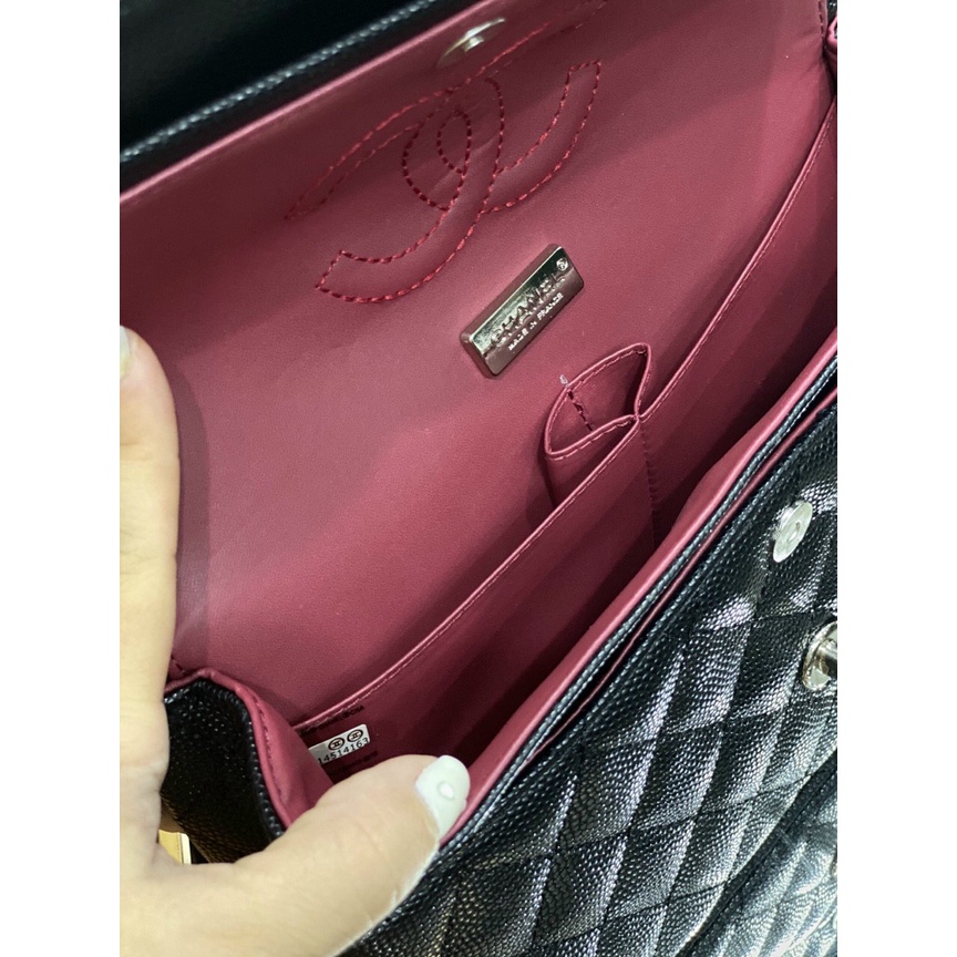 Túi đeo chéo Chan Class SP da caviar, tag bạc Full box size 25/Túi Chan Class SP da caviar Full box, tag bạc size 25