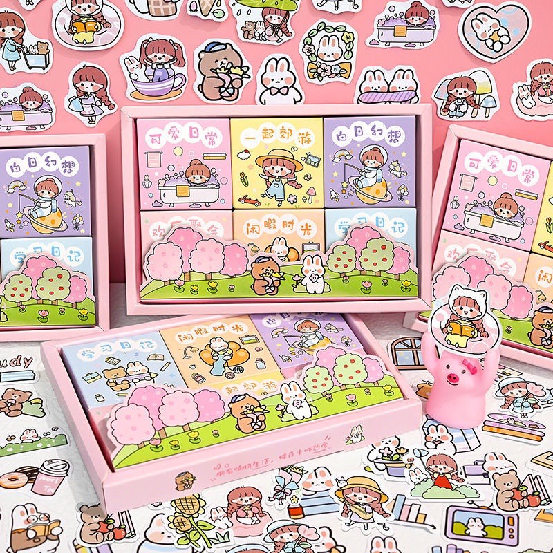 Hộp Sticker 300 hình- 6 Hộp Mini Dễ Thương