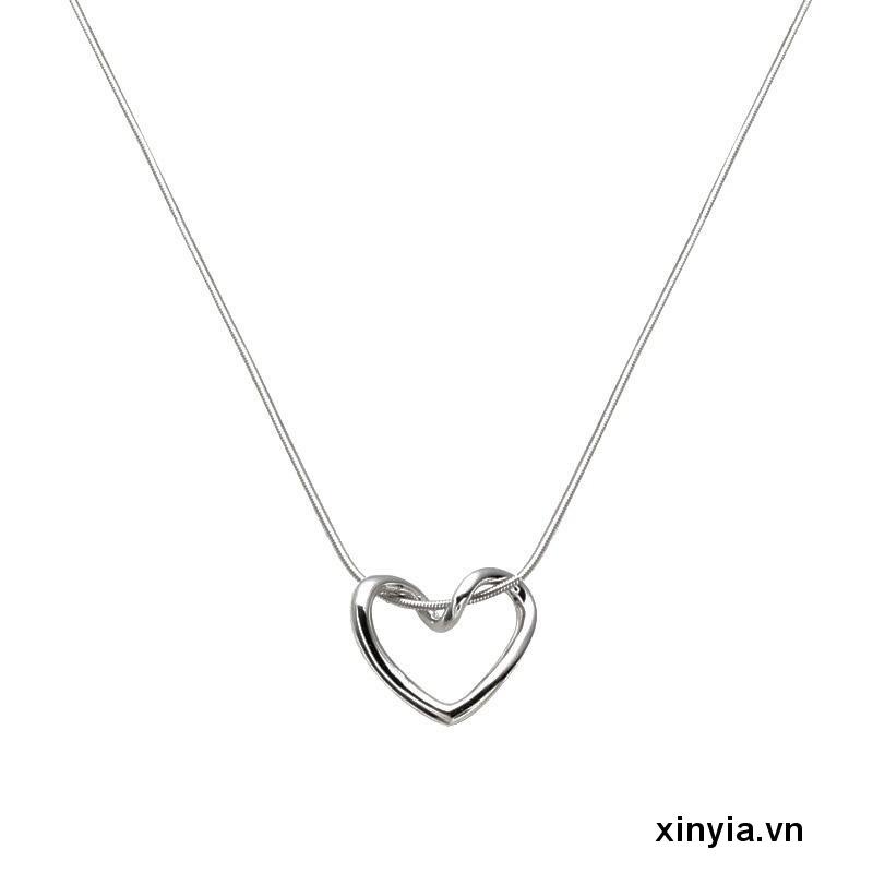 Vòng cổ Hợp Kim Mặt Hình Tròn Rỗng Trái Tim Rỗng Đơn Giản Dễ Phối Đồ Cho Nữ