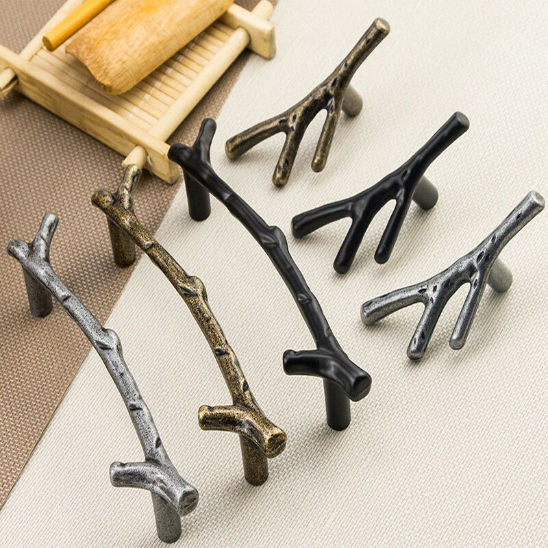 Tay Nắm Cửa Tủ Bằng Đồng Họa Tiết Nhánh Cây Vintage Sáng Tạo