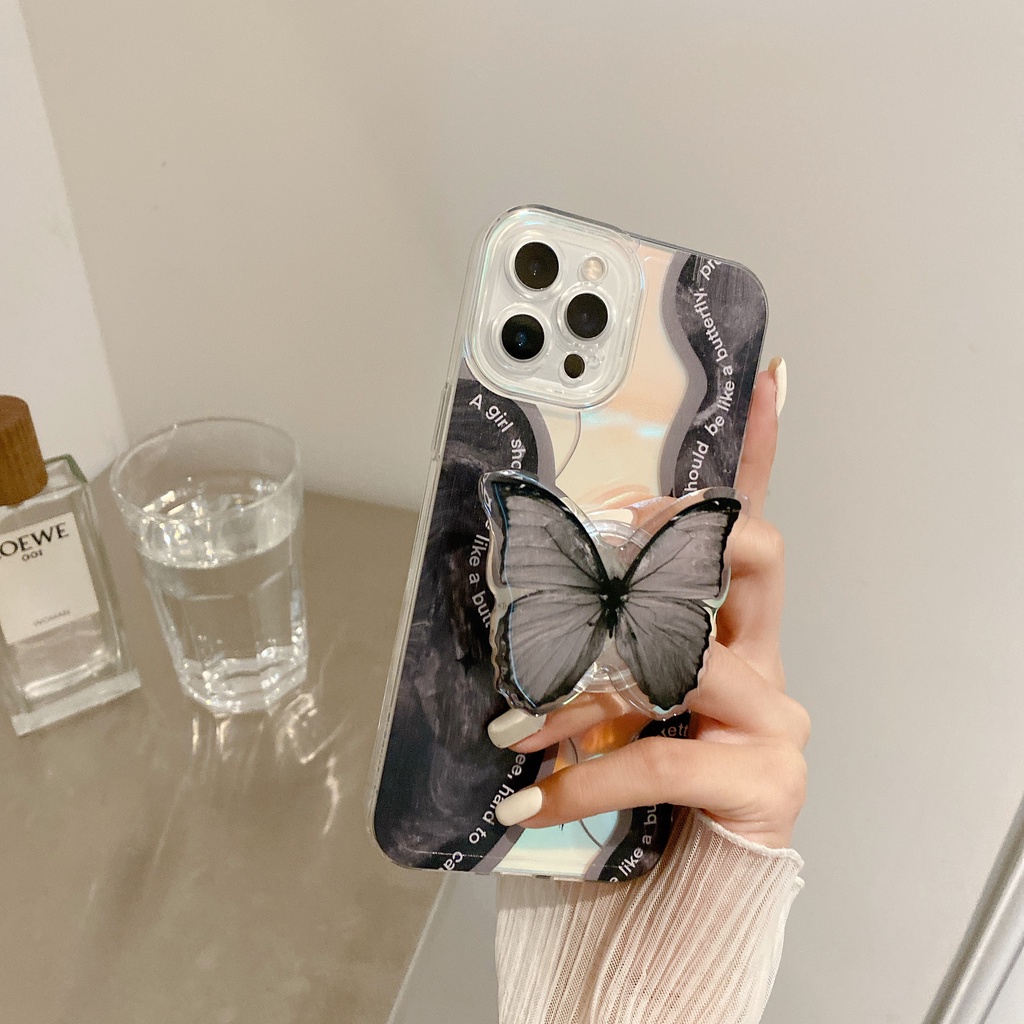Ốp Điện Thoại Chống Sốc Họa Tiết Bướm Thời Trang Cho iPhone 14 / 13 / 12 / 11 / X / 8 / 7P