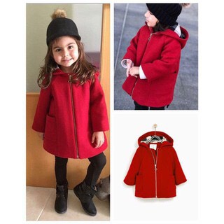(SHOP UY TÍN) Áo khoác dạ Zara đỏ cho bé gái, chất dạ mềm mại cho bé diện tết, áo xuất dư xịn vnxk