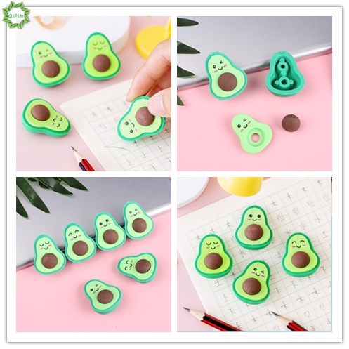 Gôm tẩy hình quả bơ in biểu cảm hoạt hình vui nhộn