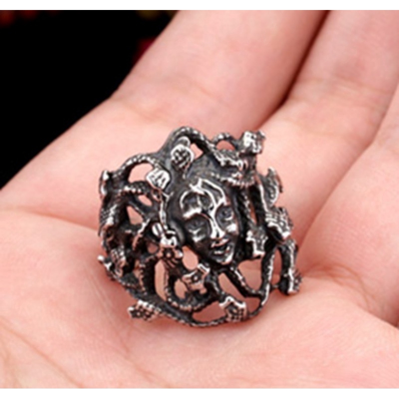 Nhẫn đeo tay mạ bạc khắc hình độc đáo vintage cho nữ