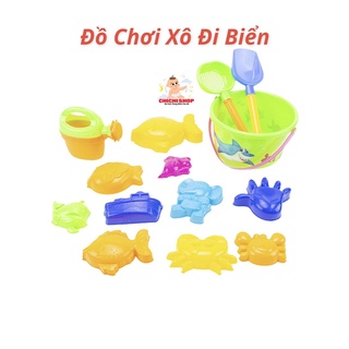 Bộ Đồ Chơi Đi Biển Bằng Nhựa, Xô Xúc Cát Nhiều Chi Tiết Kèm Các Loại Cá Cho Bé Thỏa Sức Vui Chơi