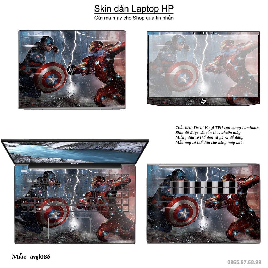 Skin dán Laptop HP in hình Avenger _nhiều mẫu 4 (inbox mã máy cho Shop)