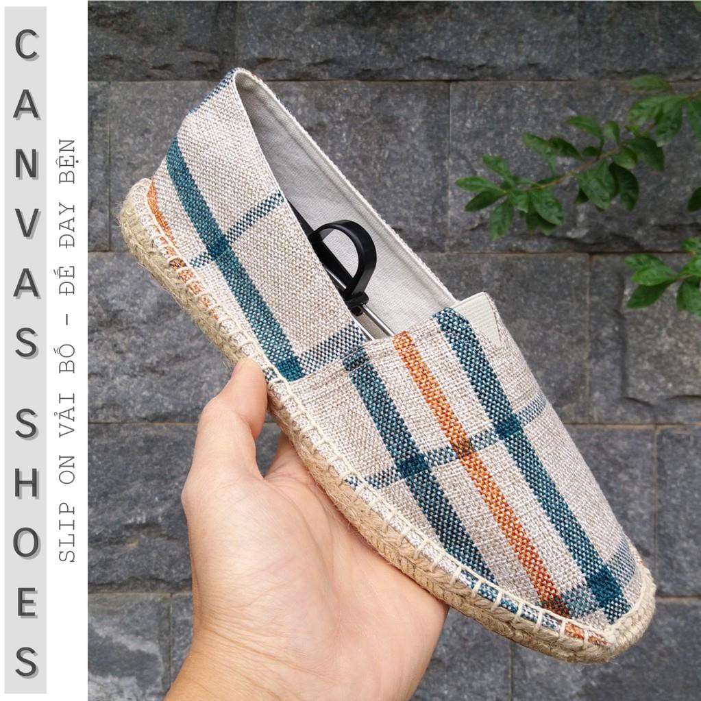 Slip on nam | giày lười vải nam kiểu TOMS - Vải bố, đế cói - Mã SP 8085 hàng Quảng Châu