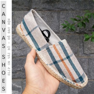 Slip on nam | giày lười vải nam kiểu TOMS - Vải bố, đế cói -hàng Quảng Châu