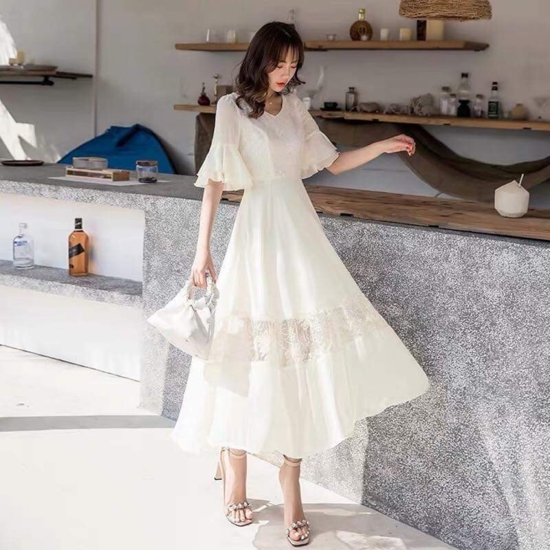 đầm hai dây lụa tiệc