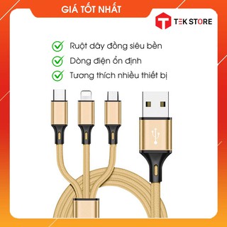 Dây cáp sạc 3 đầu đa năng 3 in 1: micro - lightning - type c
