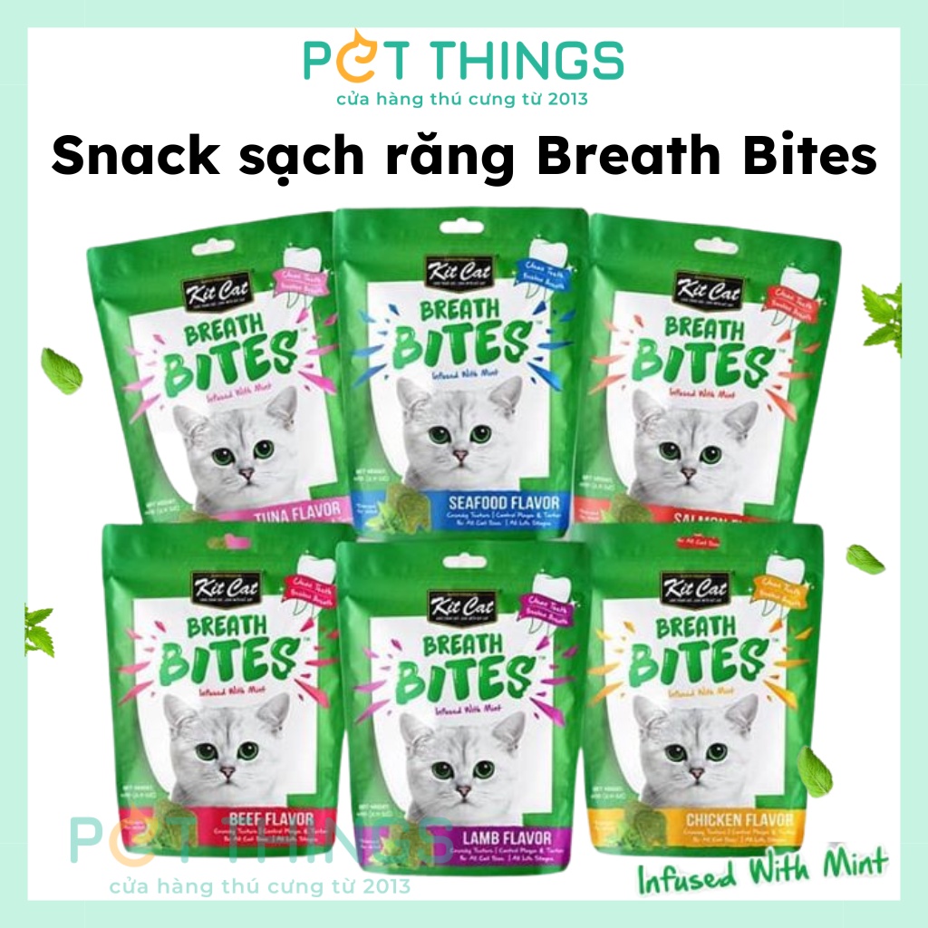 Bánh thưởng sạch răng cho mèo Kit Cat Breath Bites 60g