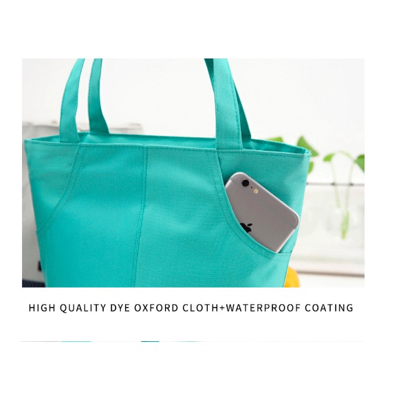 Túi đựng hộp cơm vải Oxford AIQI SIZE LỚN lót giấy nhôm, túi đựng thức ăn chống thấm nước