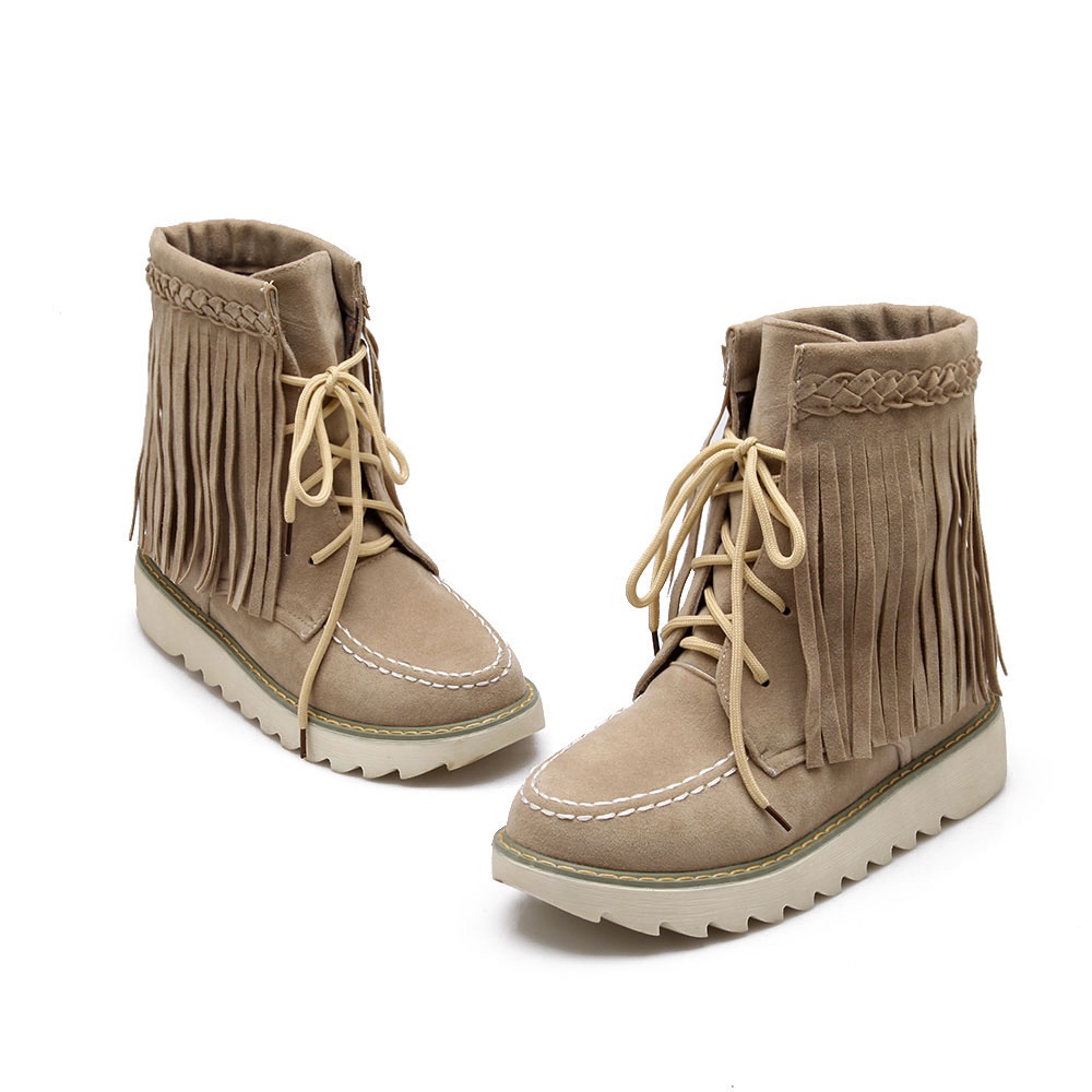 IELGY Giày Bốt Da Lộn Mũi Tròn Màu Sắc Thời Trang Cho Nữ