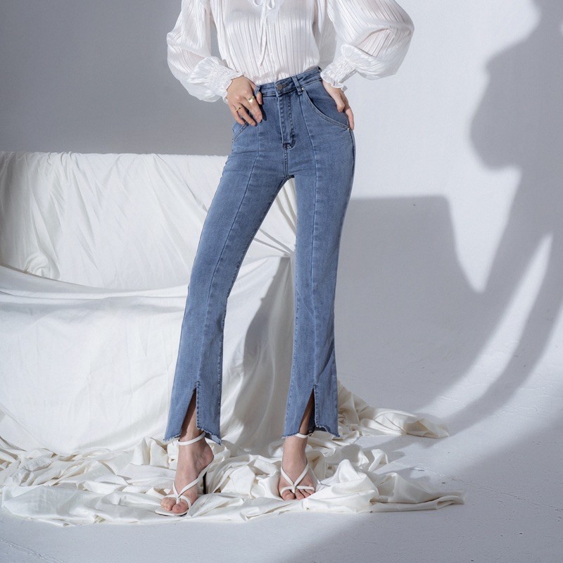 Quần jeans xẻ gấu gân giữa - Unique Flare Jeans