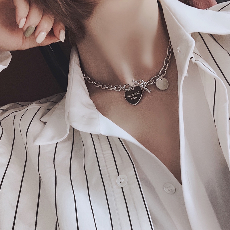 [Mã FASHIONCB231 hoàn tối đa 30K xu đơn 99K] Ins Punk Metal Cold Wind Love Clavicle Chain Necklace | BigBuy360 - bigbuy360.vn