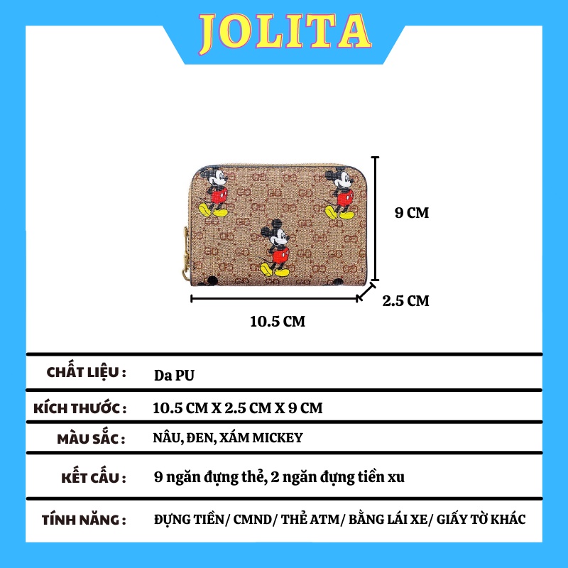 Ví nữ đẹp mini bỏ túi nhiều ngăn nhỏ gọn mickey cute thời trang Hàn Quốc dễ thương cao cấp giá rẻ JOLITA VN36