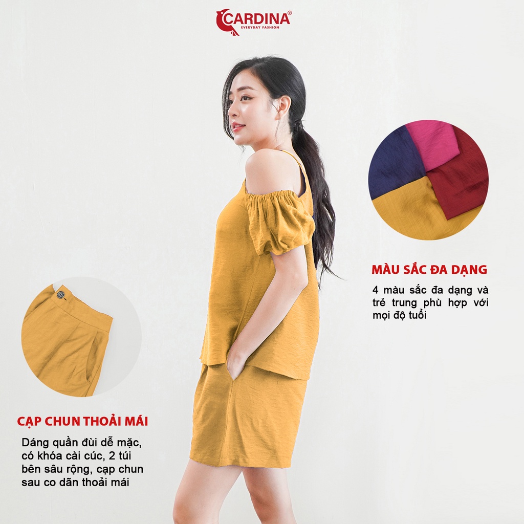 Đồ Bộ Nữ 𝐂𝐀𝐑𝐃𝐈𝐍𝐀 Chất Đũi Bamboo Xước Cao Cấp Áo Trễ Vai Quần Đùi Siêu Mát Màu Sắc Tinh Tế 2DF05