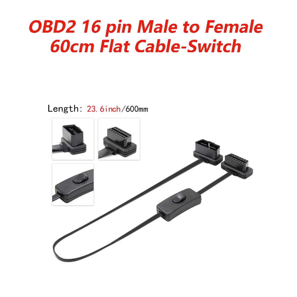 Dây Cáp Chuyển Đổi OBD 1 Sang 2 OBD2 16 pin Dài 30cm 60cm Kèm Công Tắc OBD Cho Xe Hơi