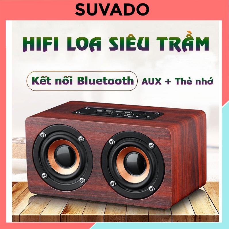Loa Bluetooth Gỗ Không Dây V5 Âm Thanh Stereo Sống Động, Siêu Bền, Pin trâu