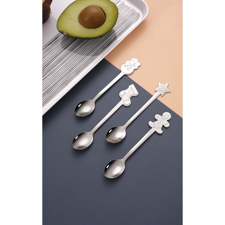 Bộ Set 4 Thìa Cafe Phong Cách Giáng Sinh - Set Quà Tặng Giáng Sinh Kèm Gift Box