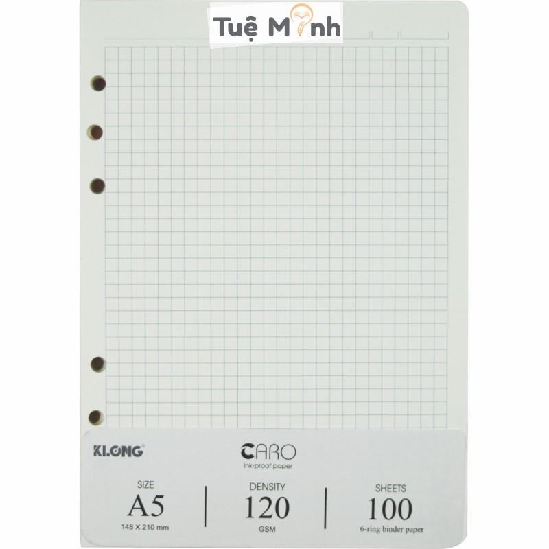 Ruột sổ còng Klong A5 100 tờ -200 trang giấy caro 5x5, giấy refill KLong MS 996