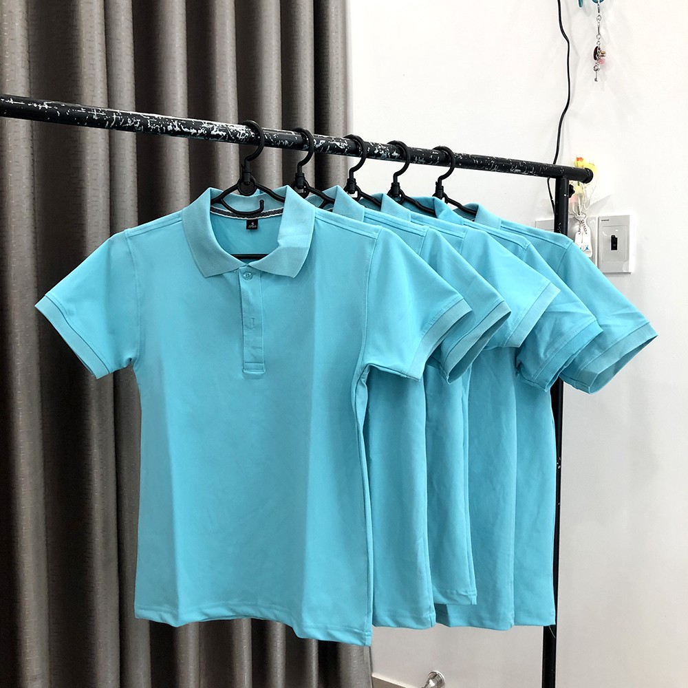 ÁO THUN NAM NỮ CÓ CỔ_XANH THIÊN THANH