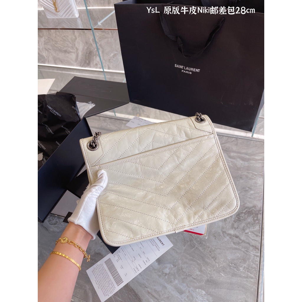 Túi đeo chéo nữ da thật thời trang cao cấp Yves Saint Laurent YSL thiết kế da nhăn, phong cách thời thượng