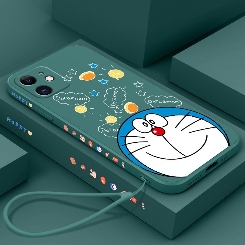 Ốp điện thoại silicon mềm in hoạt hình Doraemon đáng yêu có dây đeo cho iPhone 11 12 Pro Max | BigBuy360 - bigbuy360.vn