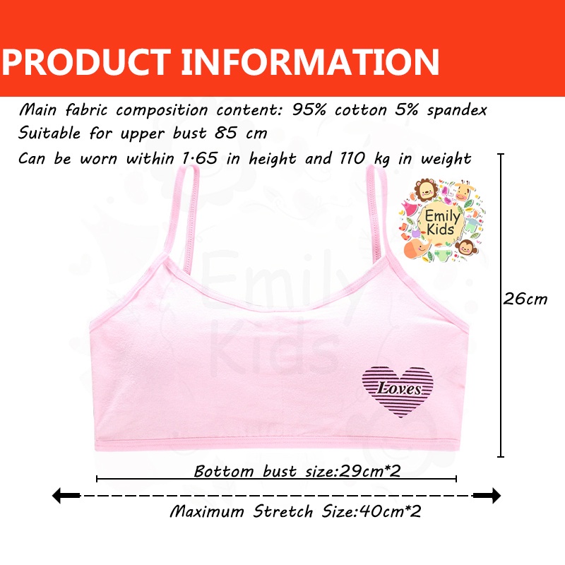 Áo Ngực Cotton Mềm Co Giãn Kháng Khuẩn Có Đệm Ngực Tháo Rời Được An Toàn Dành Cho Bạn Gái Tuổi Teen 8-16 Tuổi