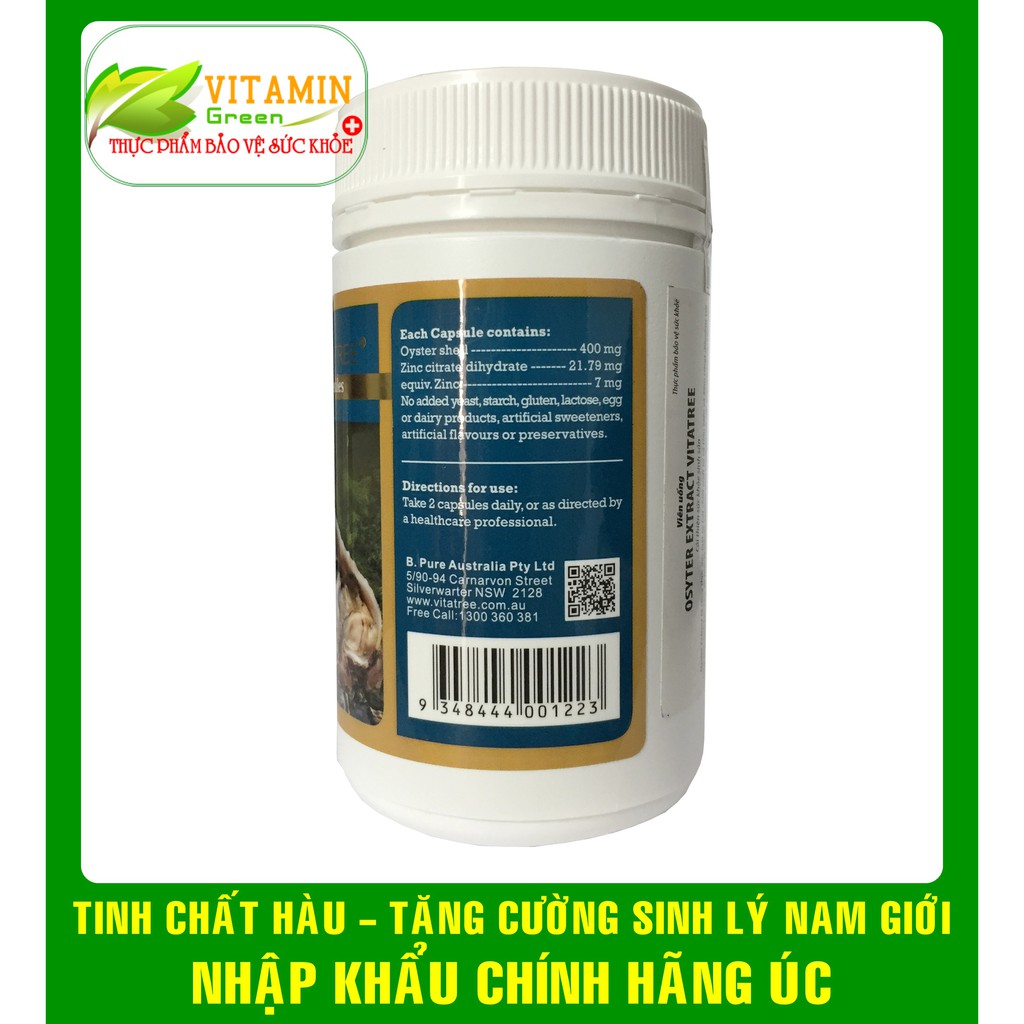 TINH CHẤT HÀU VITATREE OYSTER EXTRACT TĂNG CƯỜNG SINH LÝ NAM GIỚI (90 viên) | NHẬP KHẨU CÍNH HÃNG ÚC