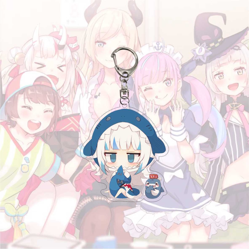 Móc khóa nhựa acrylic 6cm hình nhân vật hoạt hình anime Shirakami Fubuki Natsuiro Matsuri Akai Haato