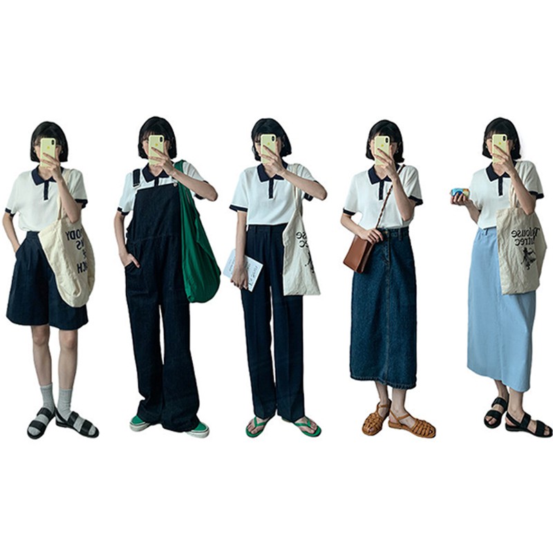 Áo thun dệt kim NZN tay ngắn thời trang xinh xắn cho nữ với 3 màu tùy chọn