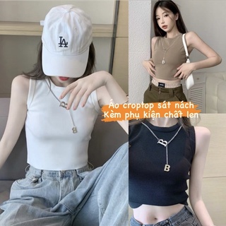Áo croptop len mongtoghi kèm phụ kiện vòng hàng Quảng Châu