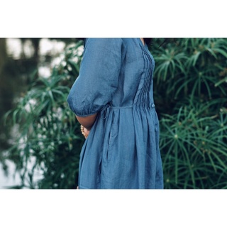 Đầm linen thắt eo