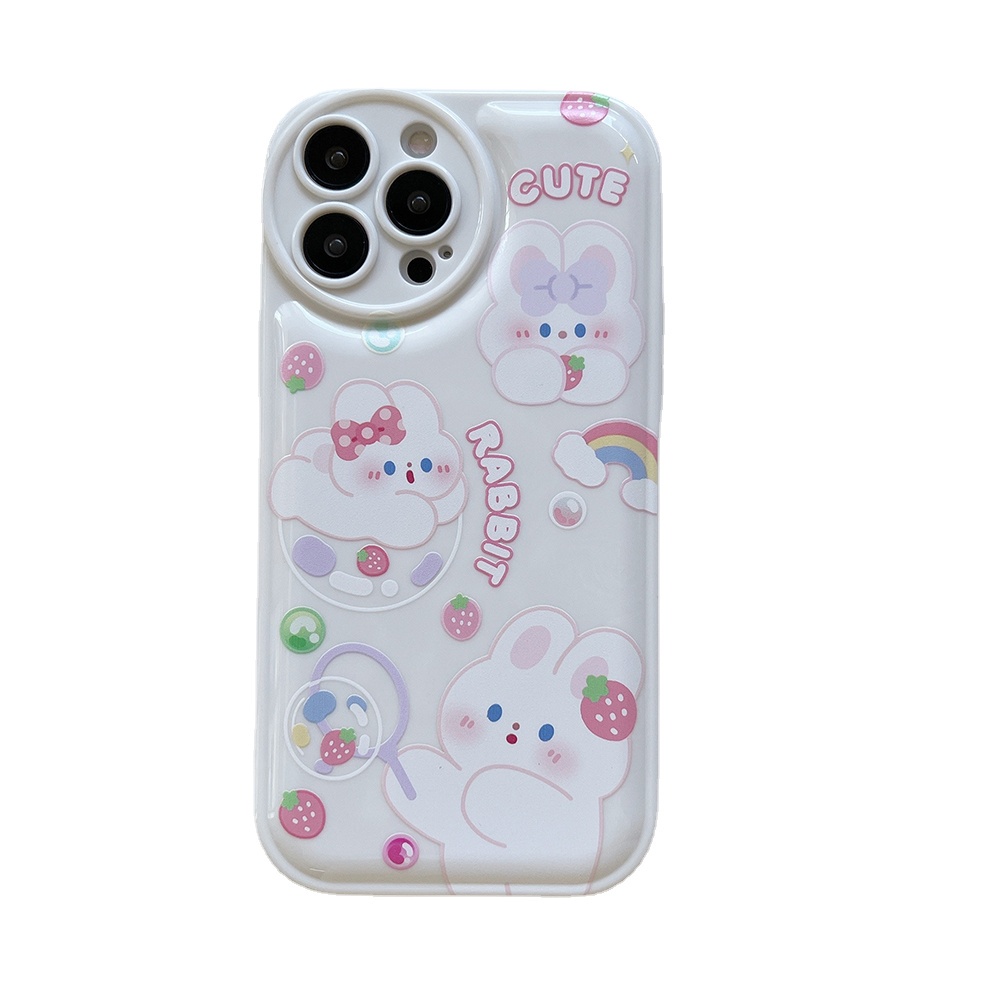 Ốp Điện Thoại TPU Silicon Hình Thỏ Và Dâu Tây Cho iPhone 11 pro max X Xr Xs 7 8 14 Plus Se 2020 12 pro max 13